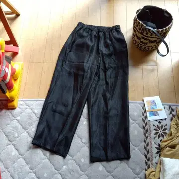 켈렌 블랙 캐주얼 팬츠 허리밴딩