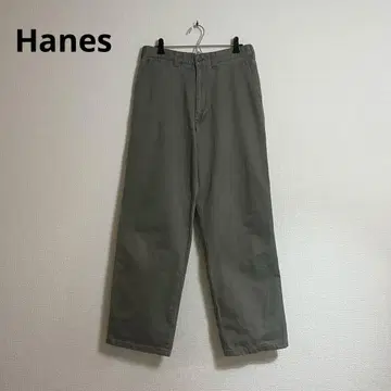 Hanes 카키 그린 와이드 실루엣 치노 팬츠 헤인즈
