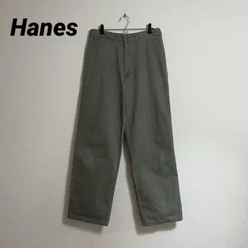 Hanes 카키 그린 와이드 스트레이트 치노 팬츠 헤인즈