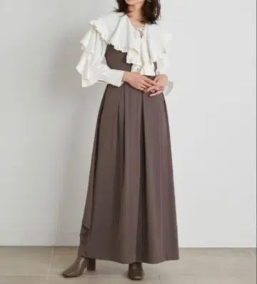 [ SNIDEL ] 사이드 프릴 조젯 올인원 살로펫