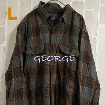 구제 의류 GEORGE 체크 무늬 플란넬 셔츠 L 사이즈