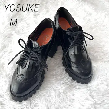 요스케 YOSUKE 통굽 레이스업 펌프스 블랙 M 고딕 블랙