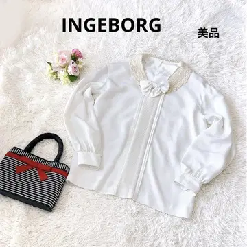 새상품급 잉게보그 리본 핀턱 레이스 코튼 블라우스 핑크하우스