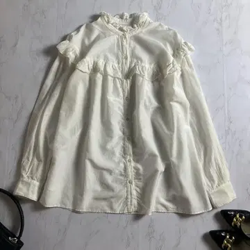 스픽 앤 스팬 코튼 실크 프릴 블라우스 F 긴팔