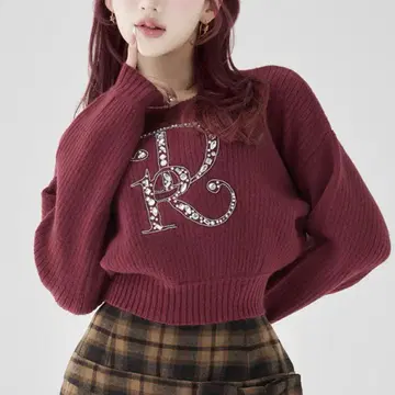 다리치 DR 비쥬 볼륨 리브 니트탑 BRD