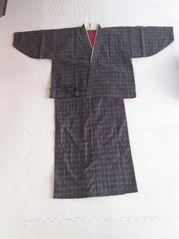 핸드메이드 니부시키 기모노 [겉감 네이비 컬러 안감 빨간색]