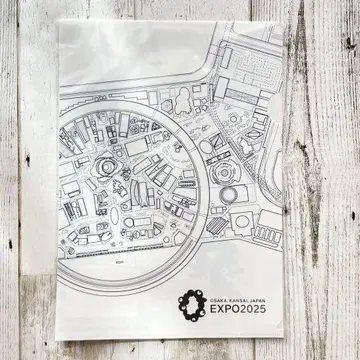 오사카 간사이 만박 EXPO2025 회장도 클리어 파일 A4 흑백 도면