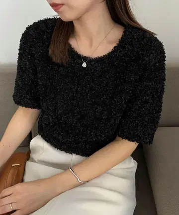CAPRICIEUX LEMAGE 리본얀 하프 슬리브 풀오버