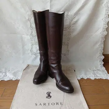 SARTORE 사토레 크로스 스트랩 백 지퍼 롱 부츠 36
