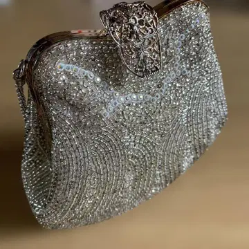 비즈 백 파티 백 쇼와 레트로 사이즈 약 15 x 15cm 거울 포함