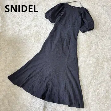 SNIDEL 퍼프 슬리브 머메이드 원피스 네이비 0