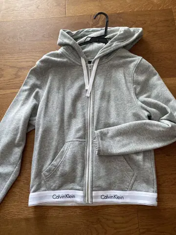 Calvin Klein 그레이 풀 집업 후드티 M