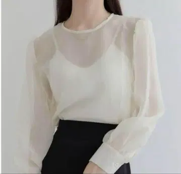 amel 퍼프 숄더 시어 탑 & tulle peplum bustier