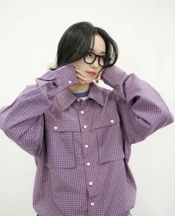 commongullproducts 사각 드로 코드 체크 셔츠 L 사이즈