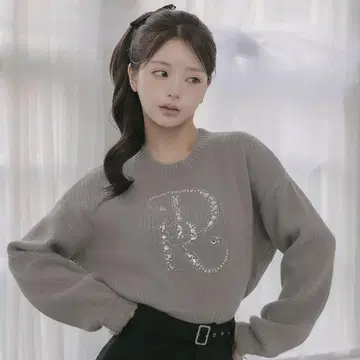 Darich 다리치 DR 비쥬 볼륨 리브 니트탑 GRY