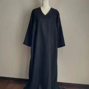 핸드메이드 일본제 린넨 A라인 원피스 블랙