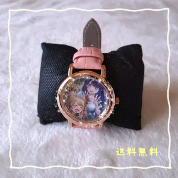 최애의 아이 손목시계 핑크 호시노 아이 제뉴인 가죽