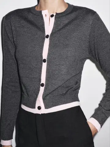 ZARA 콤비 니트 가디건 S
