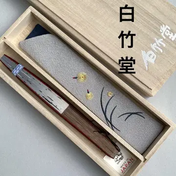 백죽당 부채 반딧불이 패턴 오동나무 상자 패브릭 소재 케이스 포함