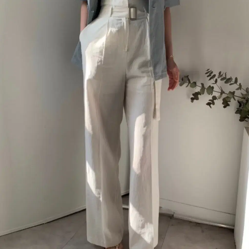 [New Product] Belt Wide Linen Pants Ivory