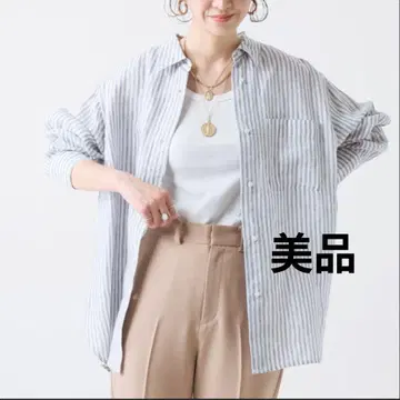 Simplicite 유럽인 플럭스 린넨 레귤러 셔츠 스트라이프