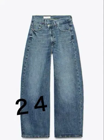 ZARA 와이드 레그 크로스 웨이스트 하이웨이스트 청바지 34 24