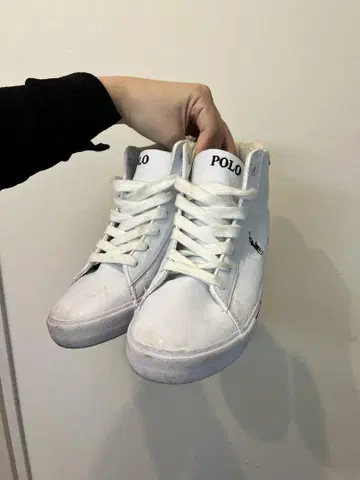 POLO 화이트 하이컷 스니커즈
