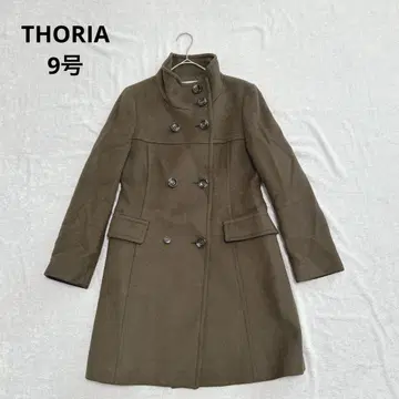 세오리아 [ 9호 ] 고급 울 코트 스탠드 카라 브라운 깔끔한 캐주얼