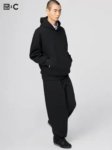 유니클로 맨투맨 와이드 팬츠/긴 길이
