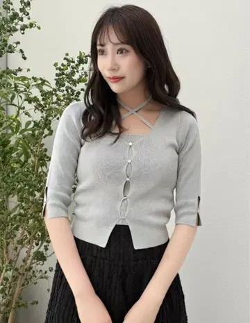 dazzlin 하프 슬리브 레이어드 가디건 상의