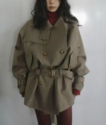 amerivintage 믹스 베이지 더블 브레스트 트렌치코트 XS