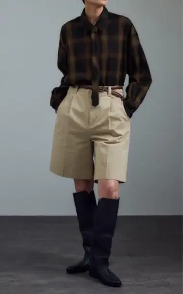 SALON adam et rope 체크 넥타이 셔츠