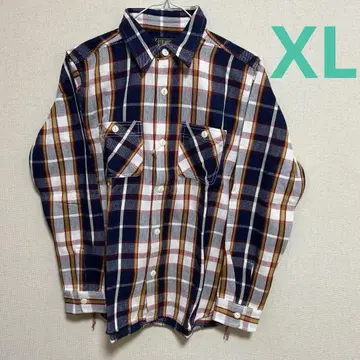 새상품 XL 스컬웍스 플란넬 셔츠 체크 긴팔 겉옷 화이트 블루