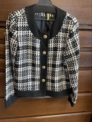 ZARA 체크 무늬 노카라 자켓 M