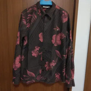 Quiksilver 플라워 프린트 긴팔 셔츠 다크 브라운 M