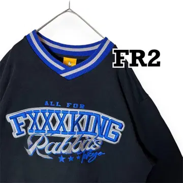 FR2 맨투맨 V넥 리브 라인 빅 로고 자수 월도