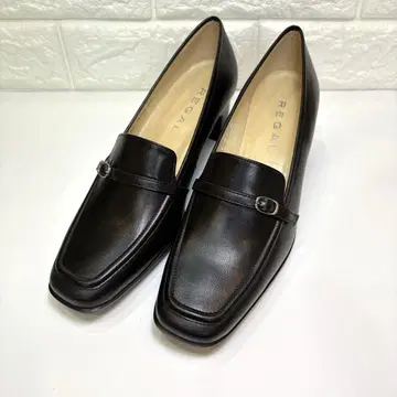 새상품급 REGAL 힐 펌프스 로퍼 가죽 블랙 23cm