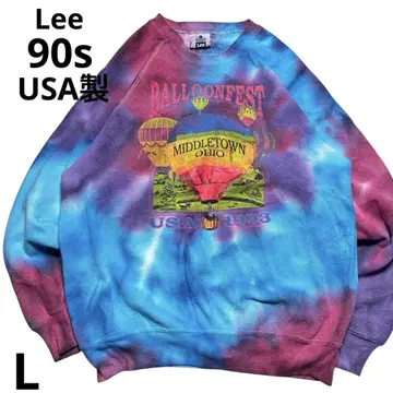 90s USA제 Lee 래글런 타이다이 맨투맨 트레이닝복 L