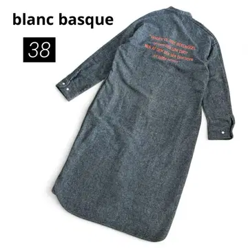 새상품급 블랑바스크 롱 셔츠 원피스 노카라 백 로고 겉옷 M