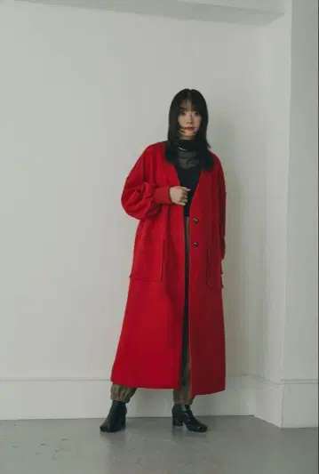 mici 빨간색 롱 코트 ROSE BUD