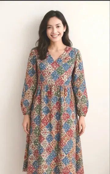 TITICACA 패치워크풍 원피스 꽃무늬 원피스 사이즈 F