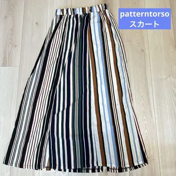 patterntorso 스커트 플레어 롱 스트라이프 슬릿
