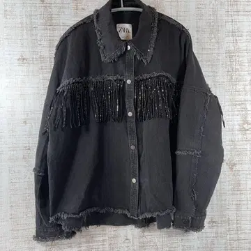 ZARA 다크 그레이 프린지 데님 자켓