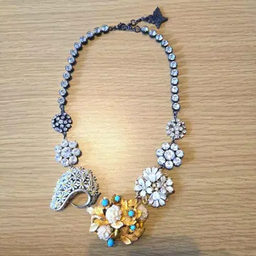 ANNA SUI 안나수이 빈티지풍 플라워 모티브 목걸이 초커