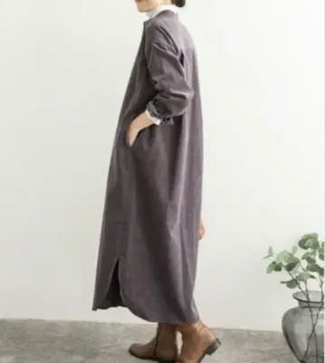 컨디션 최상 어반 리서치 D 코듀로이 셔츠 원피스 밴드 카라 그레이