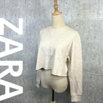 1672 ZARA 자라 라이트 그레이 크롭 맨투맨 28 M