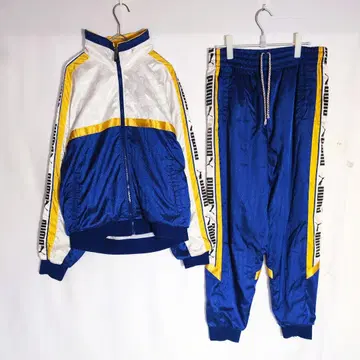 푸마 나일론 셋업 히트 유니온 파랑 x 화이트 x 옐로우 컬러 Y2K