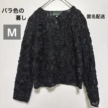 장밋빛 인생 가디건 볼레로 꽃무늬 블랙 레이스 M 사이즈