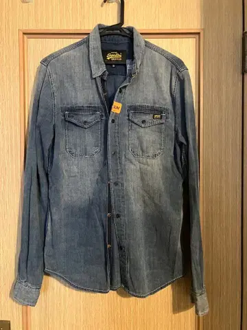 Superdry 인디고 데님 긴팔 셔츠 S