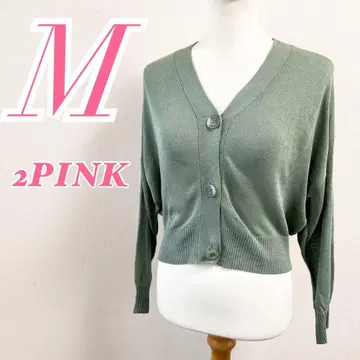 2PINK 투 핑크 모스 그린 긴팔 가디건 M 니트 스웨터